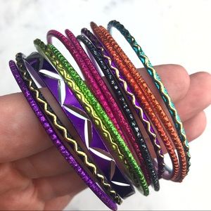12 Colorful Bangle Bracelet Set